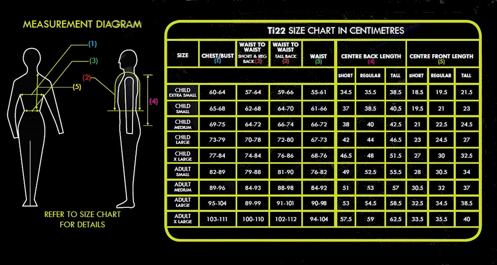 Harry Hall Body Protector Size Chart